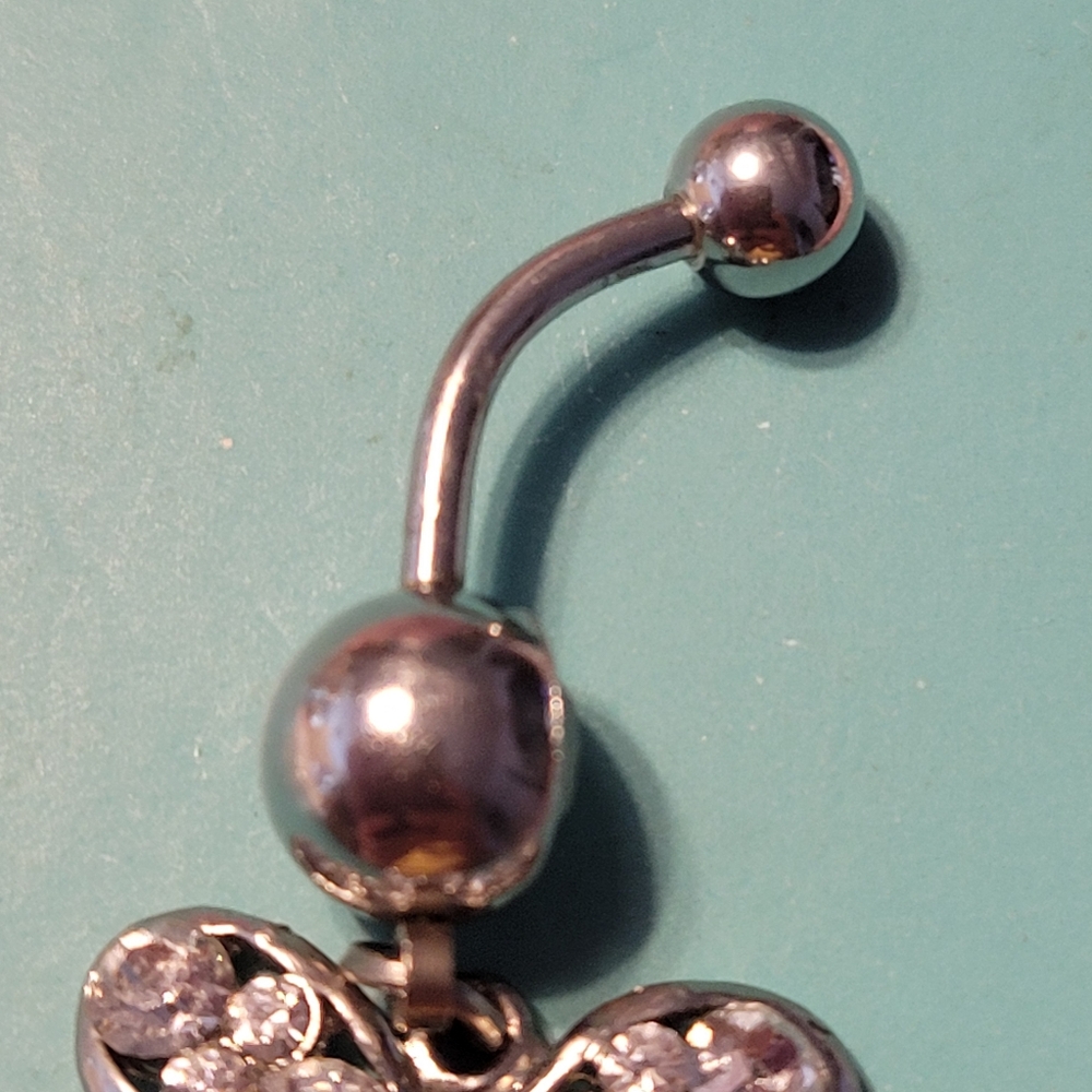 Silver Butterfly Dangle Belly Ring - image 2